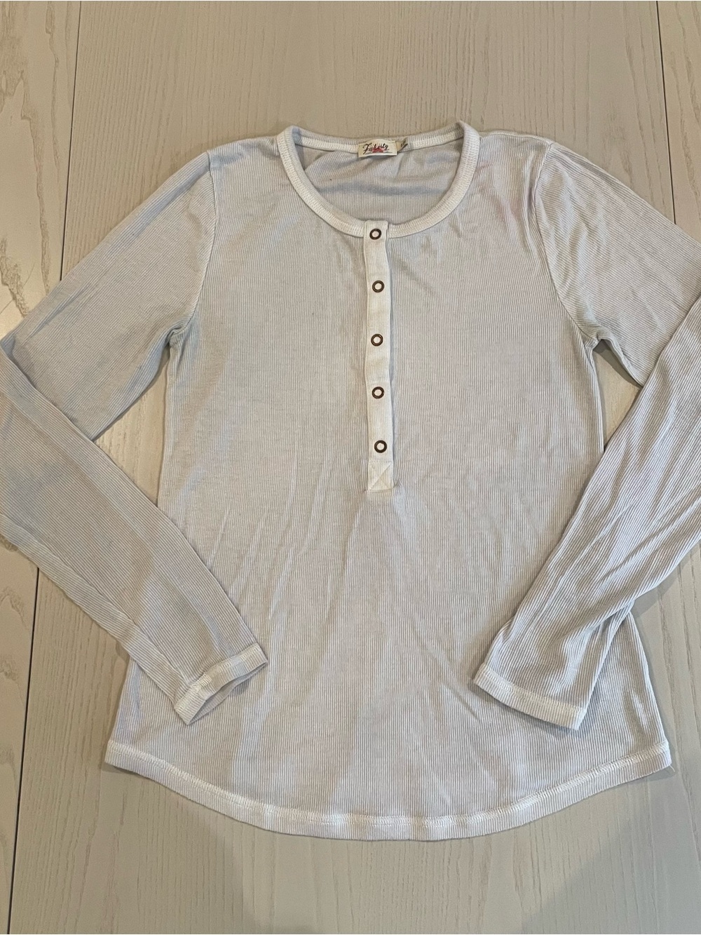 Faherty Light Blue Ribbed Henley - Size Small